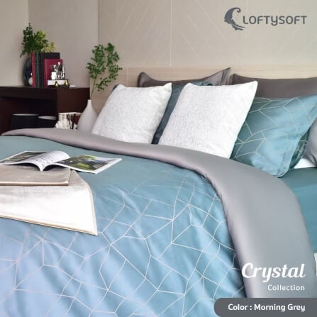 ชุดผ้าปูที่นอน 6 ฟุต 3 ชิ้น LOFTYSOFT Crystal Collection - Morning Grey SET A_7