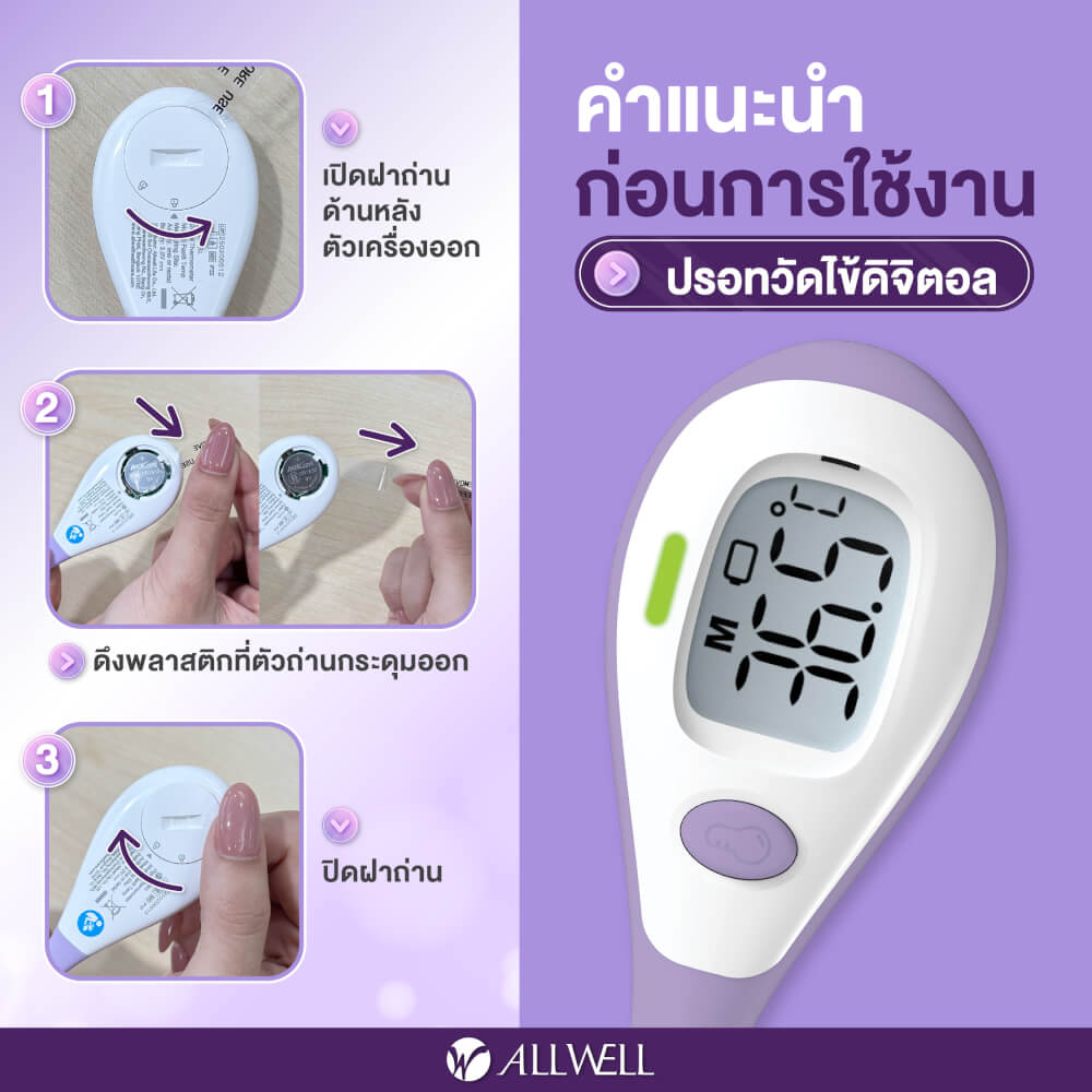 เครื่องวัดอุณหภูมิ ALLWELL รุ่น FAST 5 TEMP หน้าจอเปลี่ยนสี
