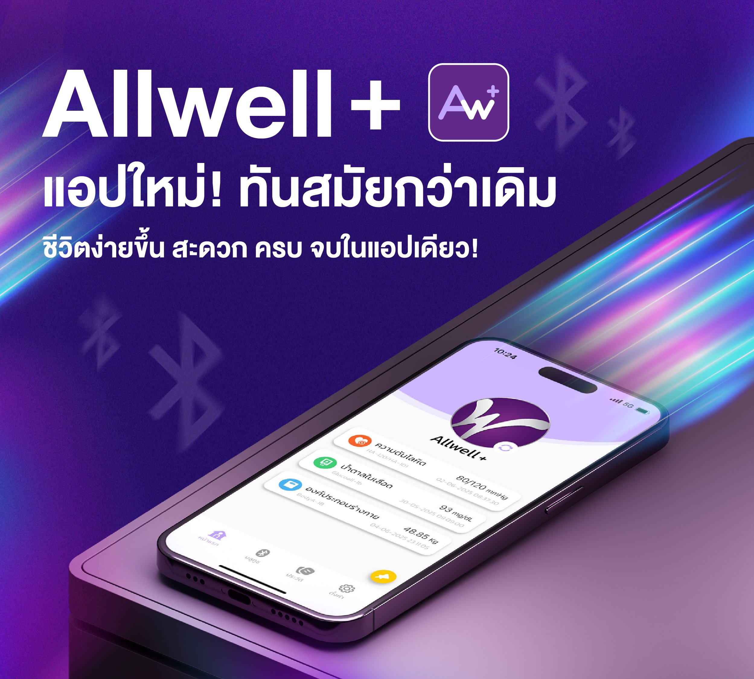เครื่องชั่งน้ำหนัก เชื่่อมแอปได้ วัดได้ 20 ค่า ALLWELL รุ่น BodyA-1B สีขาว_4