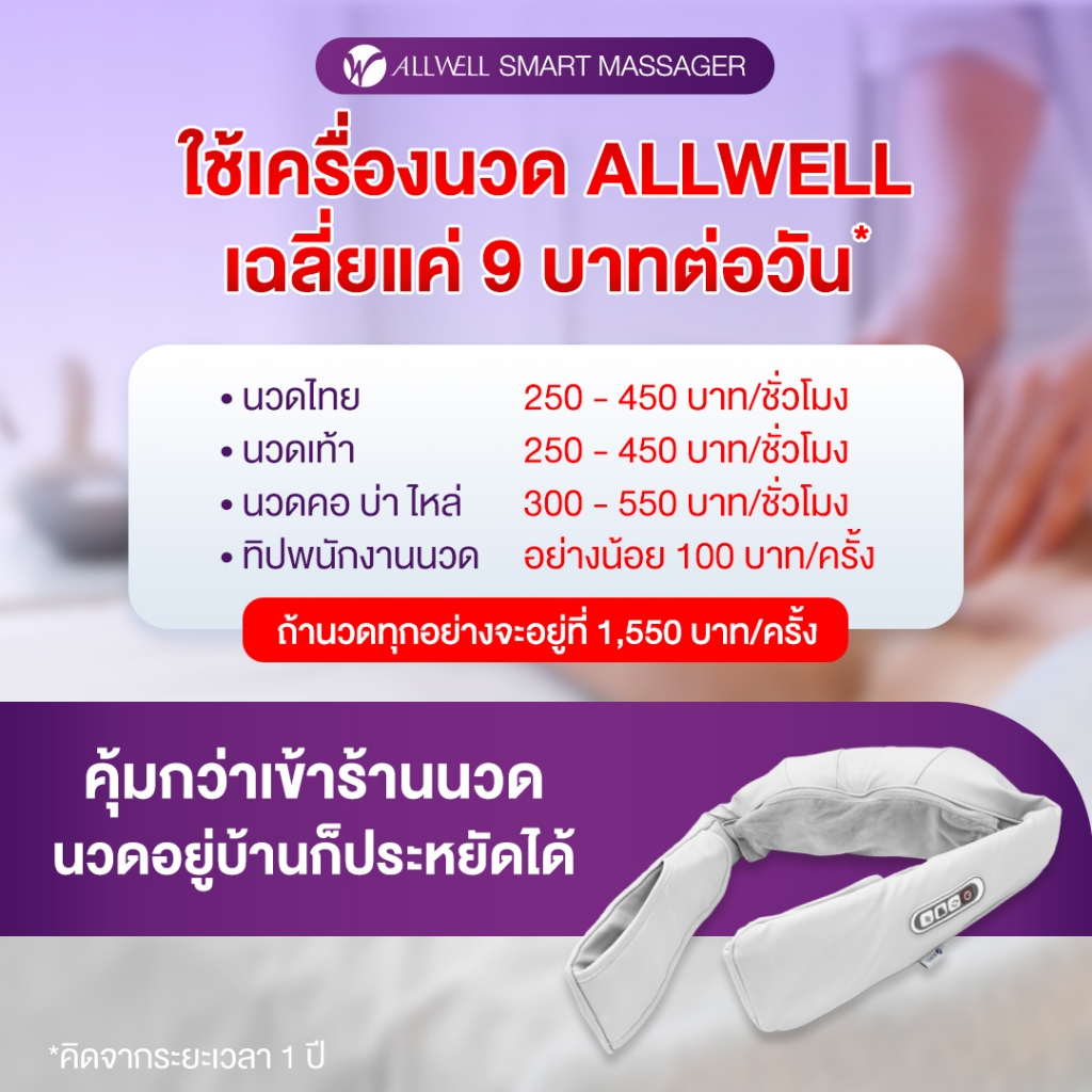 เครื่องนวดคอ ALLWELL เกรดเครื่องมือแพทย์  สีครีม นวดคอบ่าไหล่_5