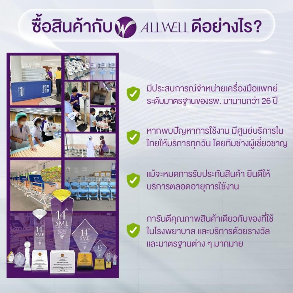 รถเข็นวีลแชร์ เกรดเครื่องมือแพทย์ ALLWELL ล้อ 12 นิ้ว สีดำ พับได้