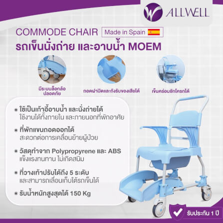 เก้าอี้อาบน้ำ นั่งถ่าย ALLWELL รุ่น MOEM  ฟ้า_1