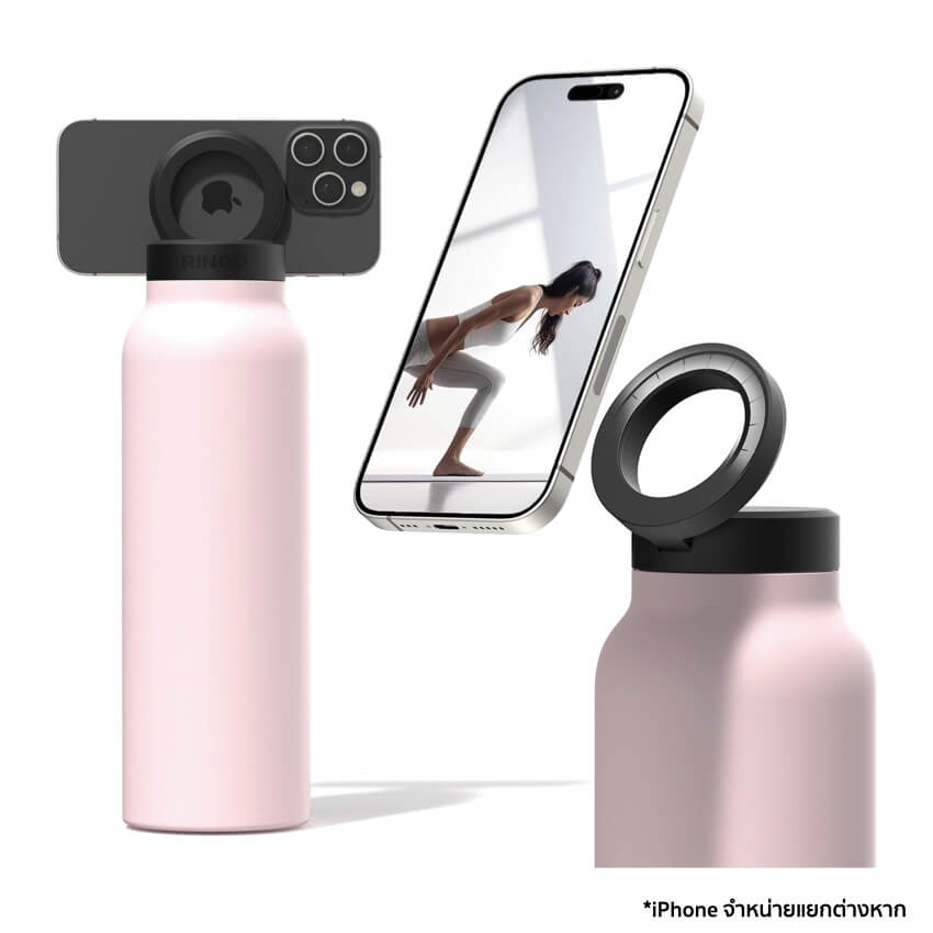 ขวดน้ำ Ringo Bottle with Magnetic Phone Mount Lid ขนาด 710 มิลลิลิตร สีชมพู