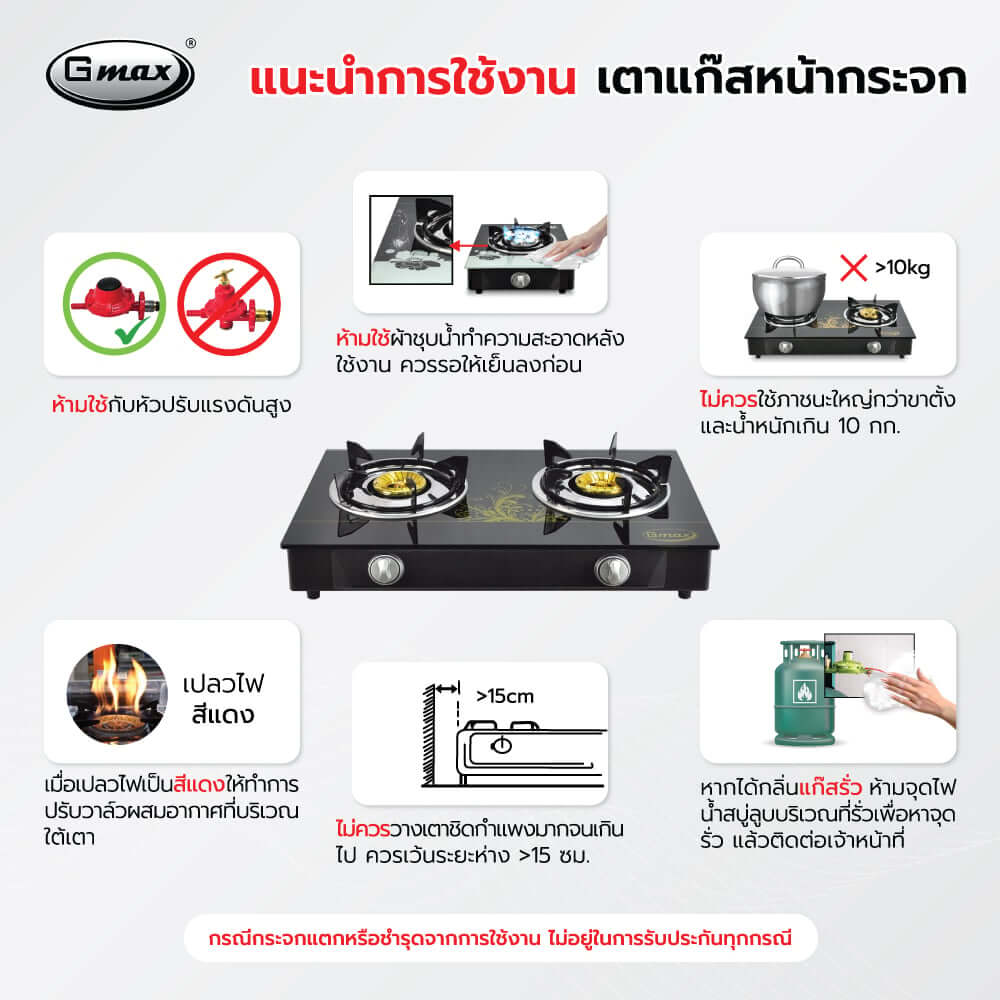 เตาแก๊สตั้งโต๊ะ 2 หัวแก๊ส GMAX GL-702B