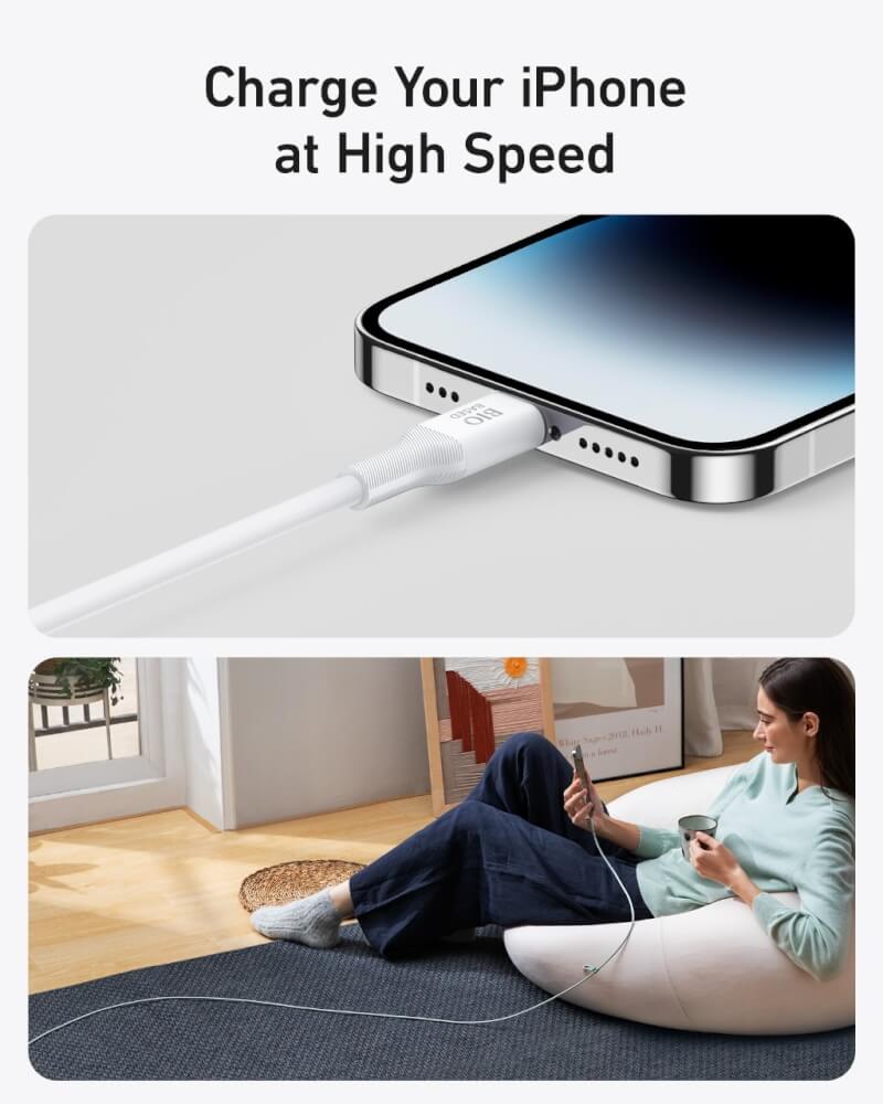 สายชาร์จเร็ว iPhone USB-C to Lightning (Anker 542 Bio-Based) ยาว 180cm สีขาว - AK384