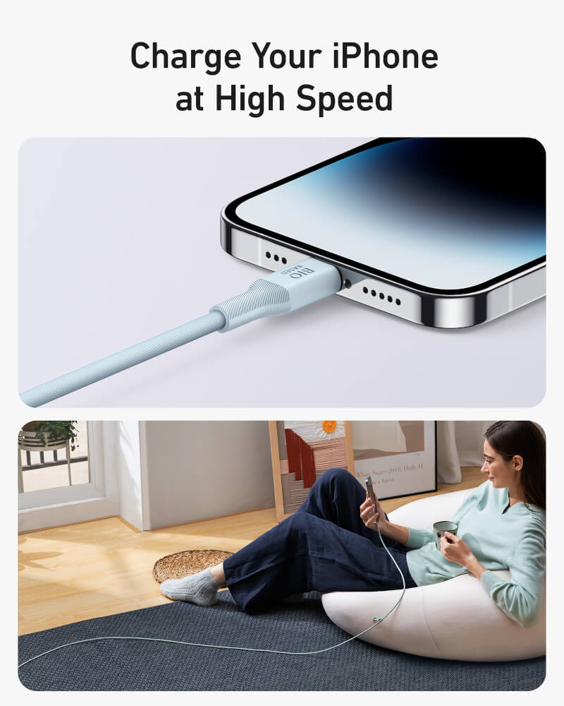 สายชาร์จเร็ว iPhone USB-C to Lightning (Anker 542 Bio-Based) ยาว 180cm สีฟ้า - AK409