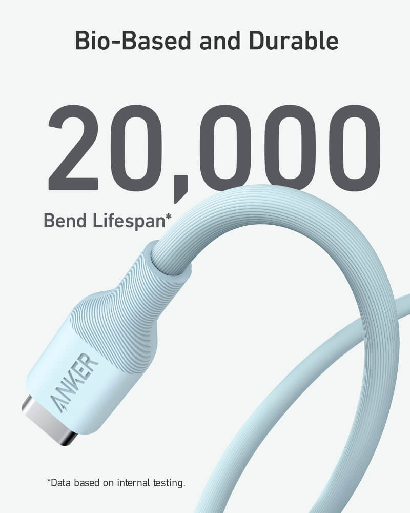 สายชาร์จเร็ว iPhone USB-C to Lightning (Anker 542 Bio-Based) ยาว 90cm สีฟ้า - AK408