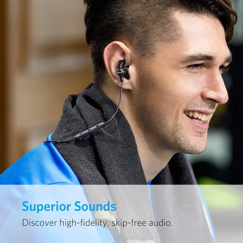  หูฟังบลูทูธคล้องคอแบบสาย Anker SoundBuds Slim - AK46 สีดำ