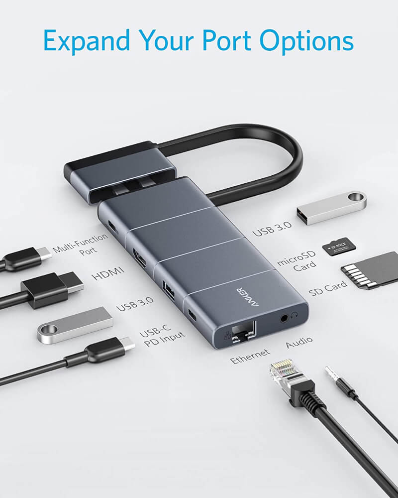 อุปกรณ์เชื่อมต่อ ยูเอสบี-ซี ฮับ ANKER AK374 (9-IN-2) 85W MULTI-FUNCTION PORT 1GBPS ETHERNE_3