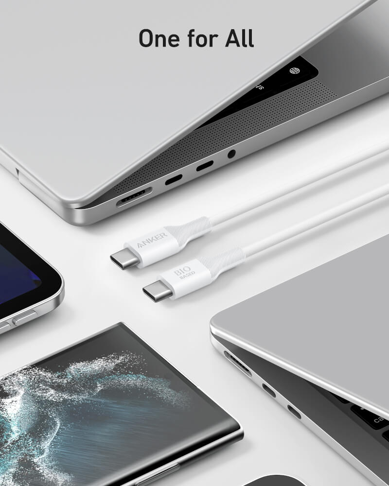 สายชาร์จเร็ว 140W (5A) USB-C to C (Anker 544 Bio-Based) ยาว 180cm สีขาว - AK411