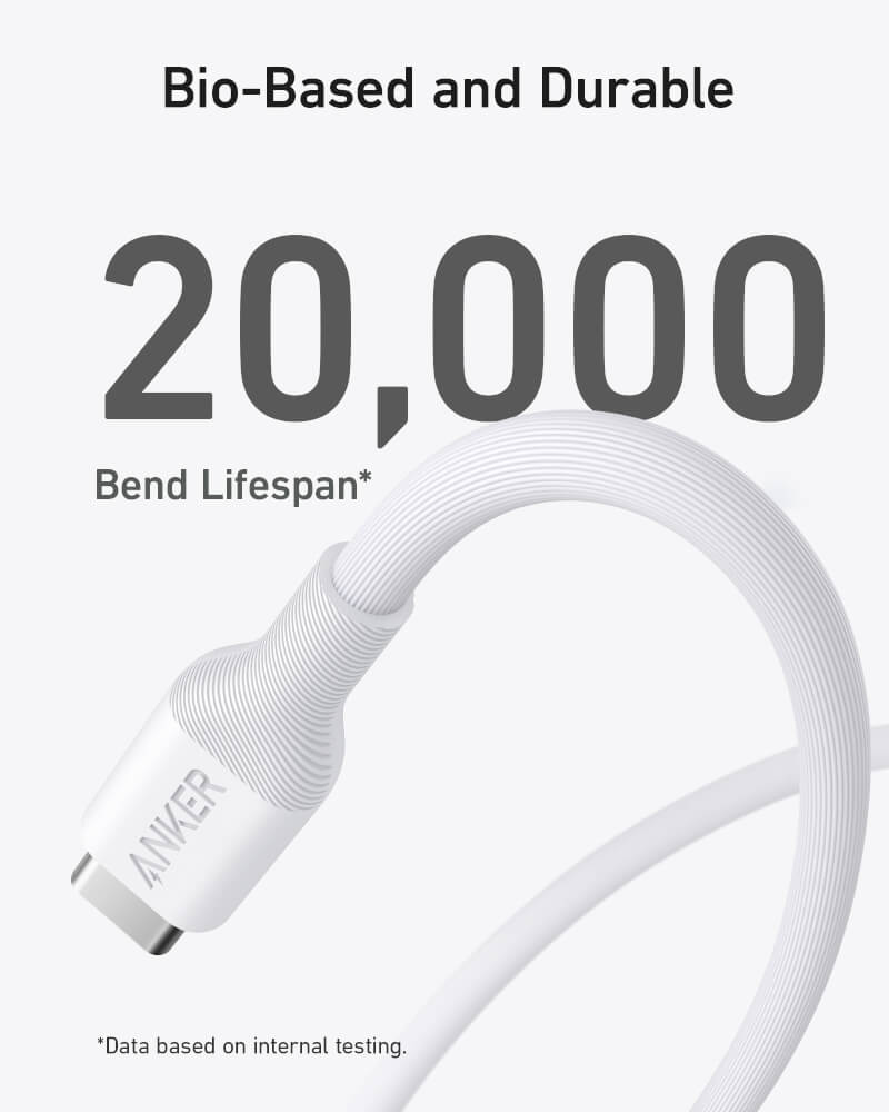 สายชาร์จเร็ว iPhone USB-C to Lightning (Anker 542 Bio-Based) ยาว 180cm สีขาว - AK384