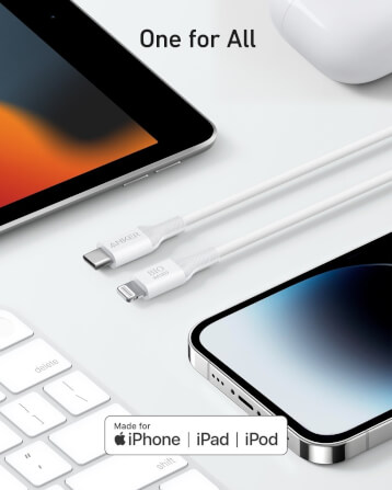 สายชาร์จเร็ว iPhone USB-C to Lightning (Anker 542 Bio-Based) ยาว 180cm สีขาว - AK384_1