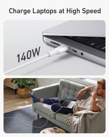 สายชาร์จเร็ว 140W (5A) USB-C to C (Anker 544 Bio-Based) ยาว 180cm สีขาว - AK411_3
