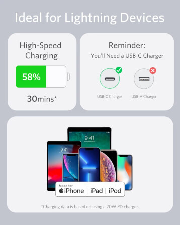 สายชาร์จเร็ว iPhone USB-C to Lightning (Anker 642 III Flow) ยาว 90cm สีขาว - AK364_4