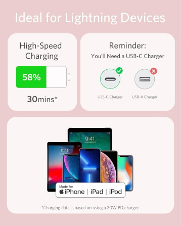 สายชาร์จเร็ว iPhone USB-C to Lightning (Anker 642 III Flow) ยาว 90cm สีชมพูพีท - AK414_4