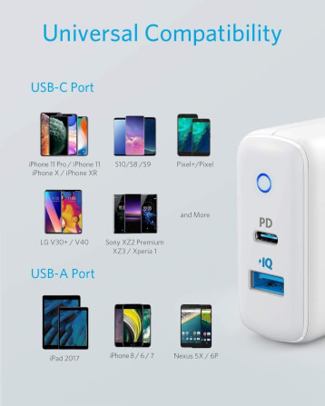 หัวชาร์จ 2 พอร์ต Anker PowerPort PD+2 (20W USB-C + 15W USB-A) - AK283_5