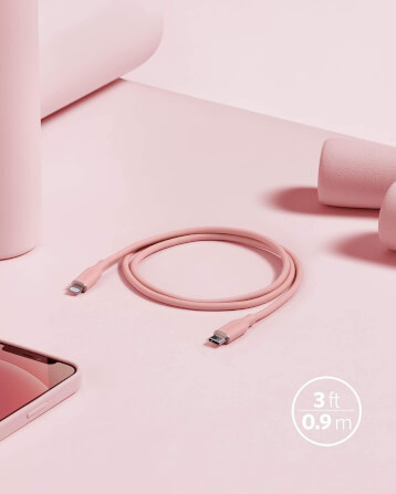 สายชาร์จเร็ว iPhone USB-C to Lightning (Anker 642 III Flow) ยาว 90cm สีชมพูพีท - AK414_5