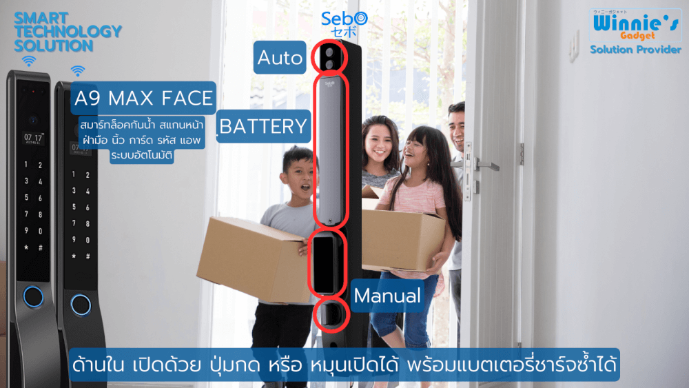 กลอนประตูสมาร์ทดิจิตอล SEBO A9 MAX FACE สีเทา_7