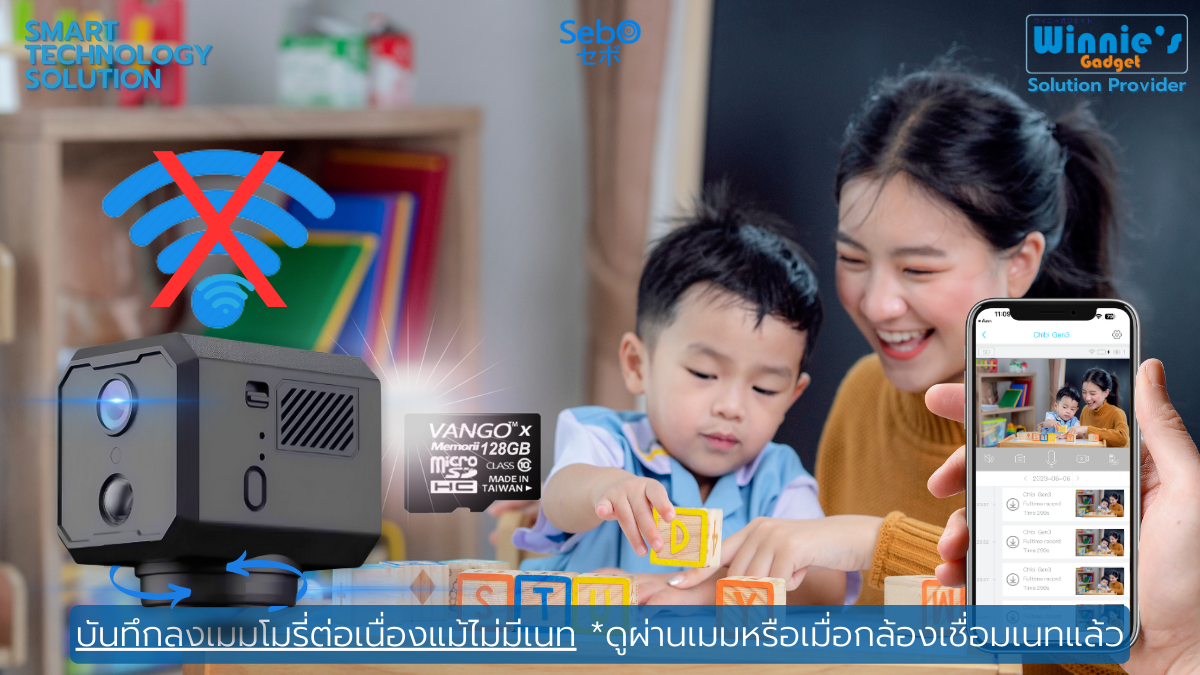 กล้องวงจรปิด ขนาดเล็ก SebO CHIBI MOVE Wi-Fi  Full HD ขนาด 4.2 cm (อินฟราเรดไร้แสง+พร้อมแบบเตอรี่ในตัว)_8