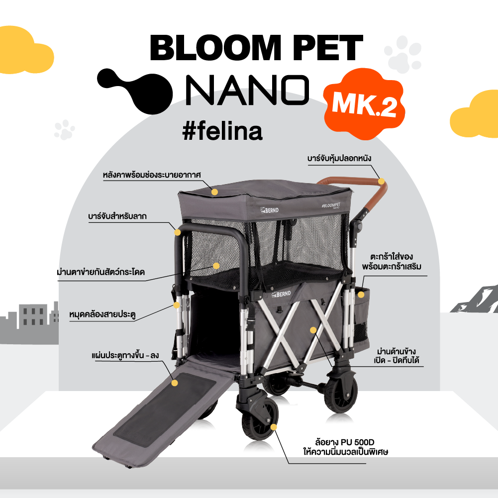 รถเข็นสัตว์เลี้ยง BERND BLOOM PET NANO MK.2 - สีดำ_3
