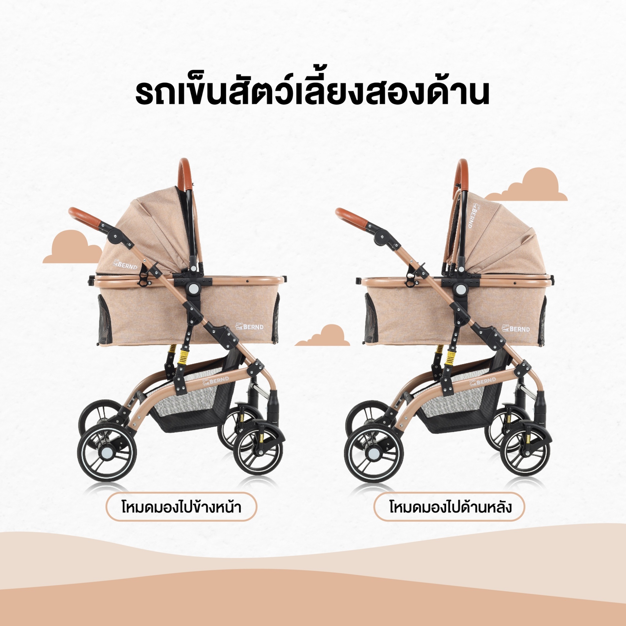 รถเข็นสำหรับสัตว์เลี้ยงแบบ 3 in1 Bernd รุ่น Luna Pet - Sandy Beige (Limited)_6