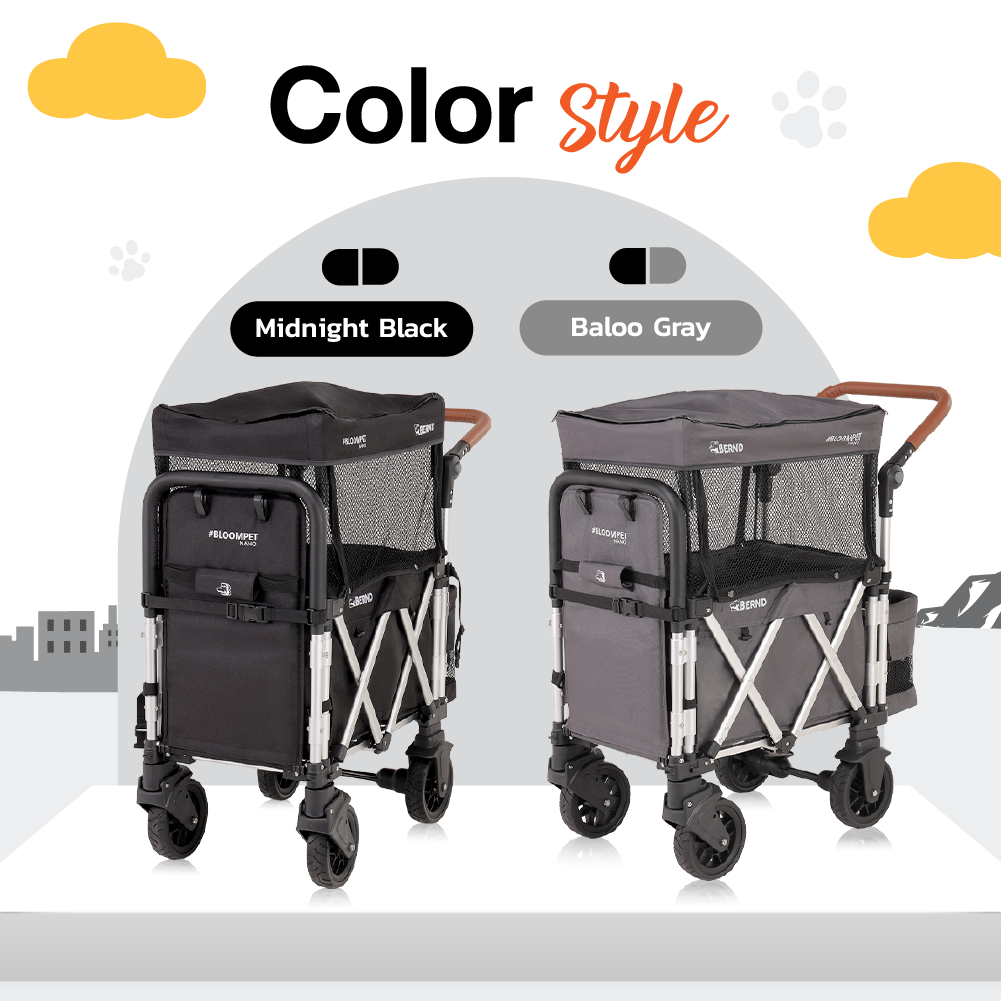 รถเข็นสัตว์เลี้ยง BERND BLOOM PET NANO MK.2 - สีเทา_6