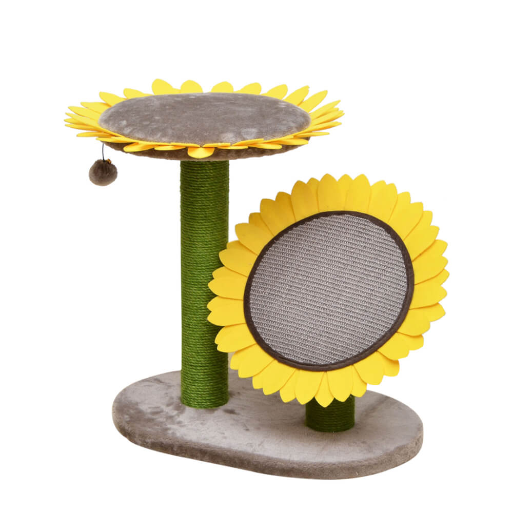 คอนโดแมว Catry รุ่น Sunflower พร้อมเสาลับเล็บ 2 เสาและที่นอนกำมะหยี่
