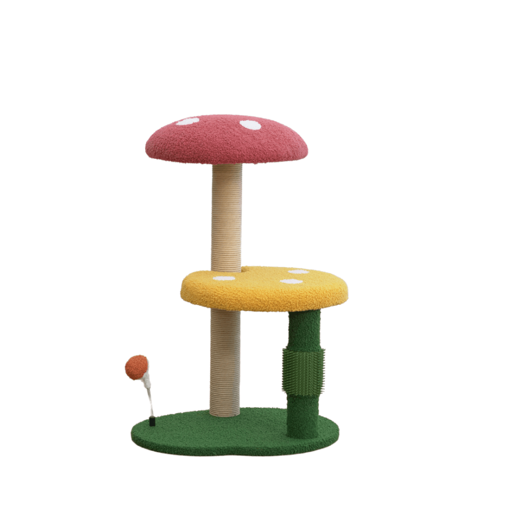 คอนโดแมว Catry รุ่น Twin Mushroom พร้อมเสาลับเล็บรูปทรงเห็ดขนาดเล็ก