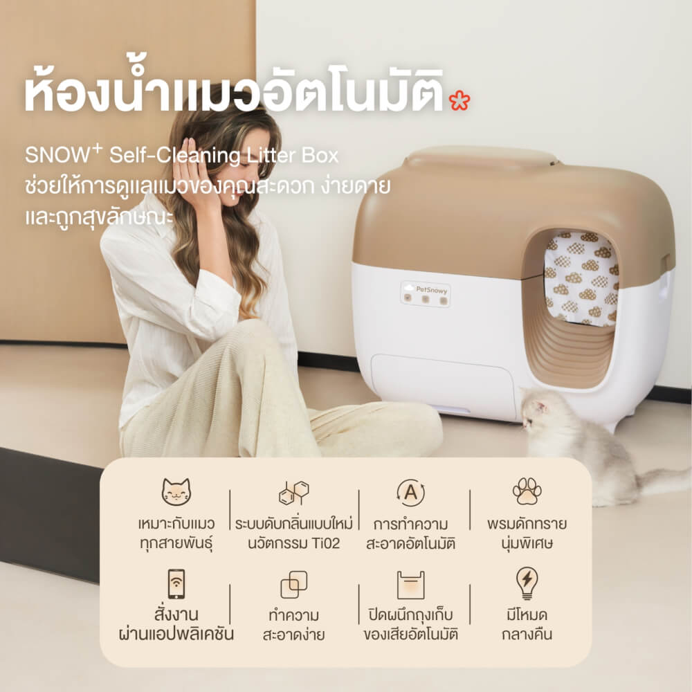 ห้องน้ำแมวอัตโนมัติระบบปิด PetSnowy