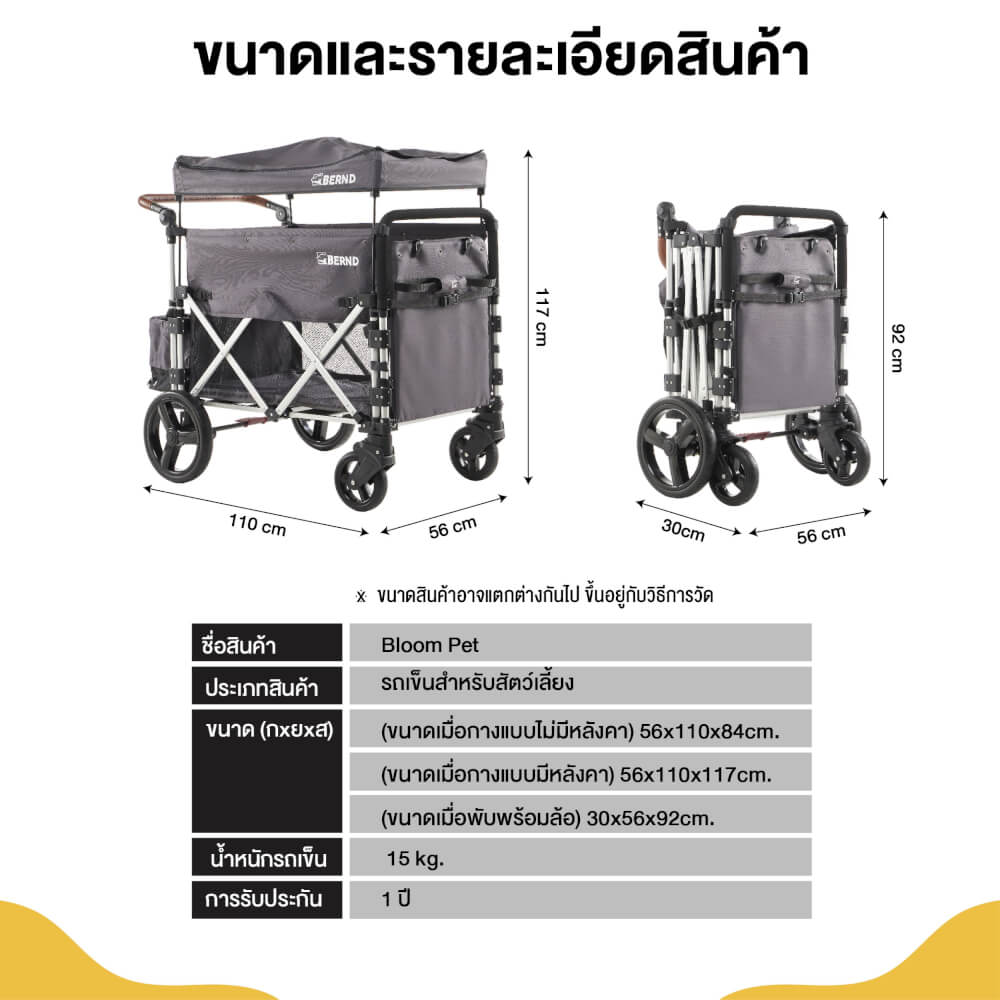 รถเข็นสัตว์เลี้ยง BERND BLOOM PET สีน้ำเงิน (LIMITED)