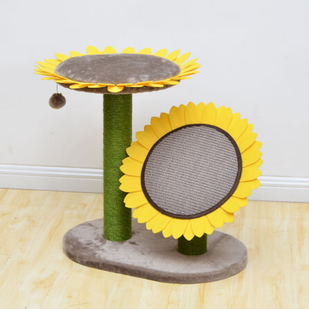 คอนโดแมว Catry รุ่น Sunflower พร้อมเสาลับเล็บ 2 เสาและที่นอนกำมะหยี่_6