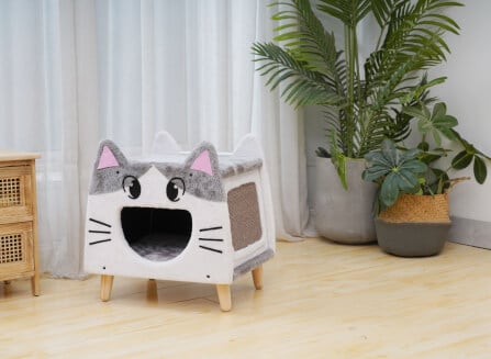 บ้านแมว Catry รุ่น Lovely Cat House รูปทรงหน้าแมว พร้อมที่ลับเล็บ_6