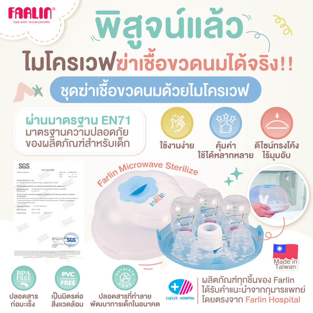 ชุดฆ่าเชื้อขวดนมด้วยไมโครเวฟ FARLIN สีชมพู BF-213B(PK)