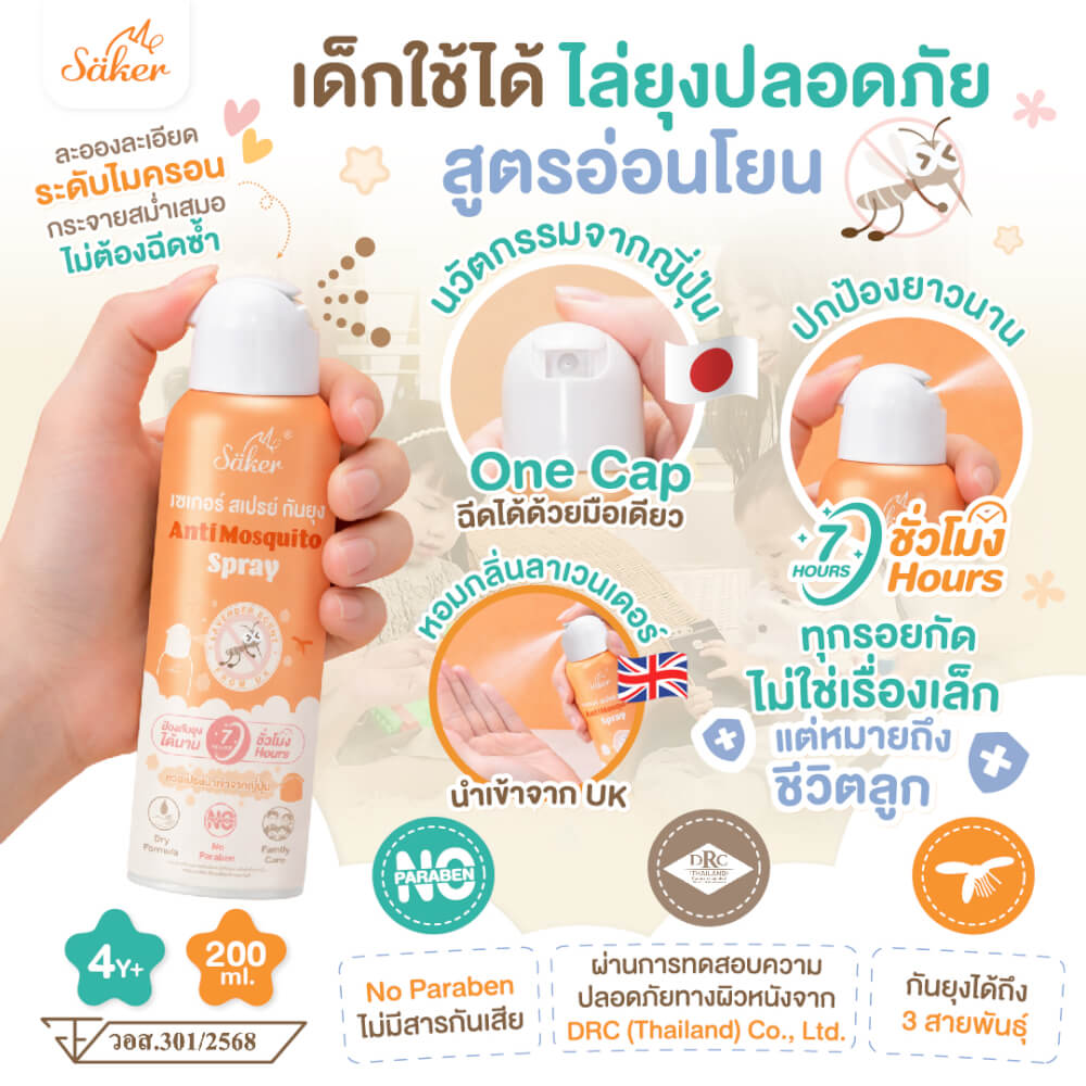 สเปรย์กันยุง SAKER กลิ่นลาเวนเดอร์ รุ่น 0192