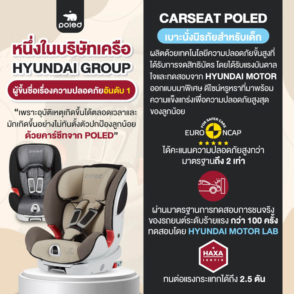 คาร์ซีท POLED Y-FIX PRO สำหรับ1-12ปี สีดำ -  ราคาโปรโมรชั่น ไม่มีประกัน_2