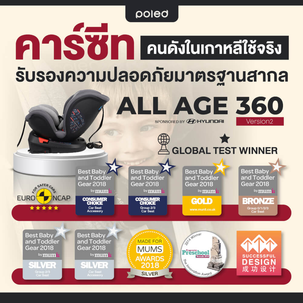 คาร์ซีท POLED ALL AGE 360 สำหรับแรกเกิด-12ปี หมุนได้ 360 องศา สีดำ