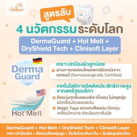 ผ้าอ้อมสำเร็จรูปแบบเทป SAKER ไซส์ S (4-8KG.) 1 ห่อ 24 ชิ้น  SAKER0197-S_4