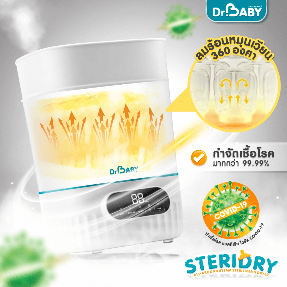 เครื่องนึ่งขวดนม 2IN1 DR.BABY STERIDRY นึ่ง+อบแห้งอัตโนมัติ