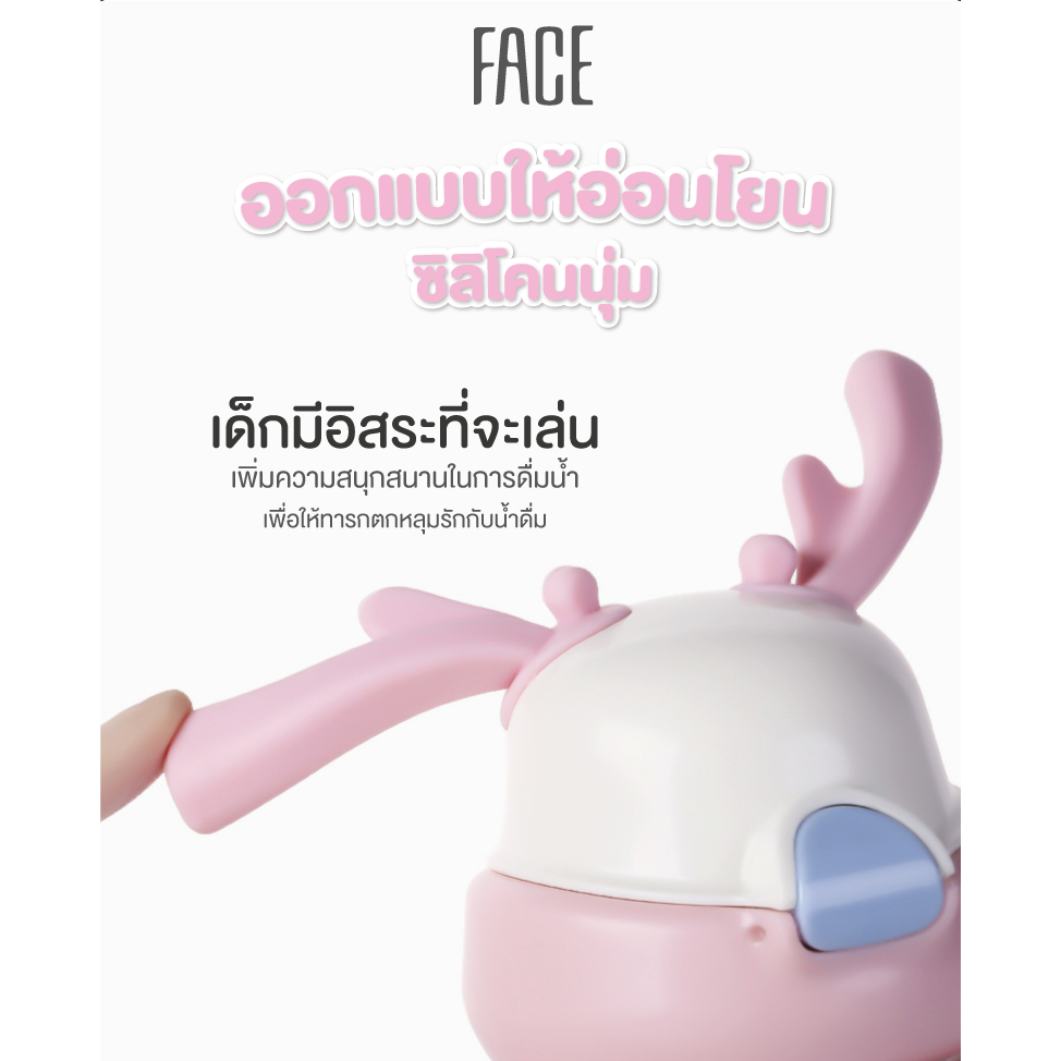 กระติกน้ำฝึกการดูดสำหรับเด็ก FACE รุ่น 219B สีน้ำเงิน ลายเขากวาง 450 ML_3