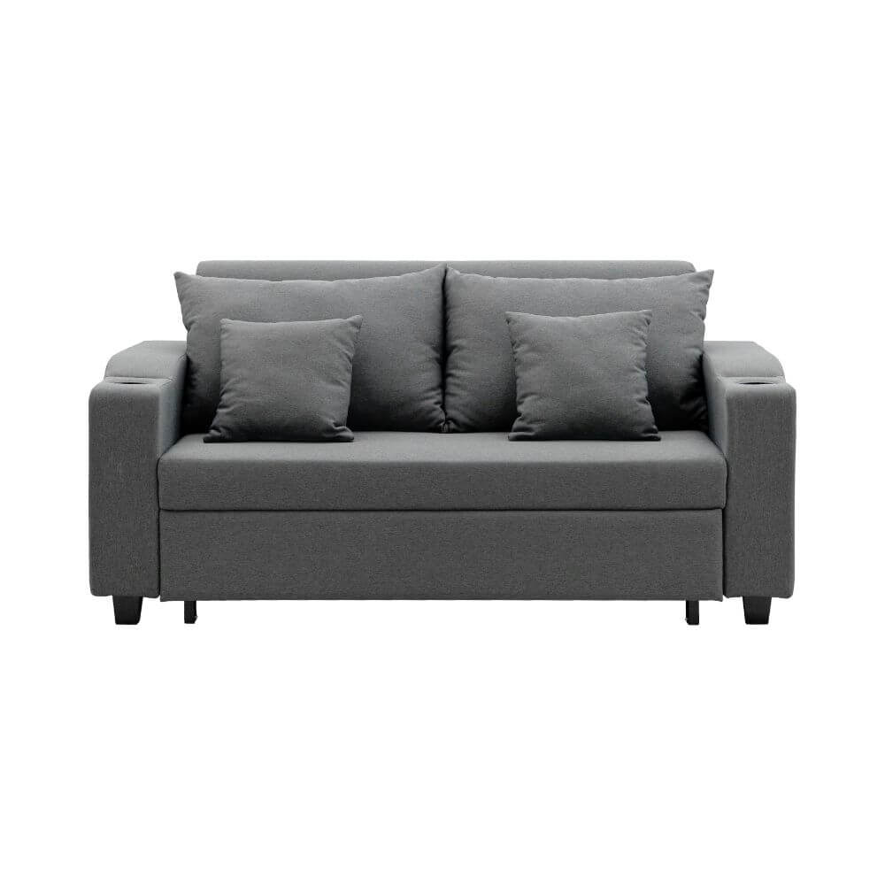 โซฟาเบด CCR FURNITURE รุ่น PHILLY (ฟิลลี่) ขนาด 174 cm. ผ้า สีเทาเข้ม (A1-33) พร้อมที่วางแก้ว