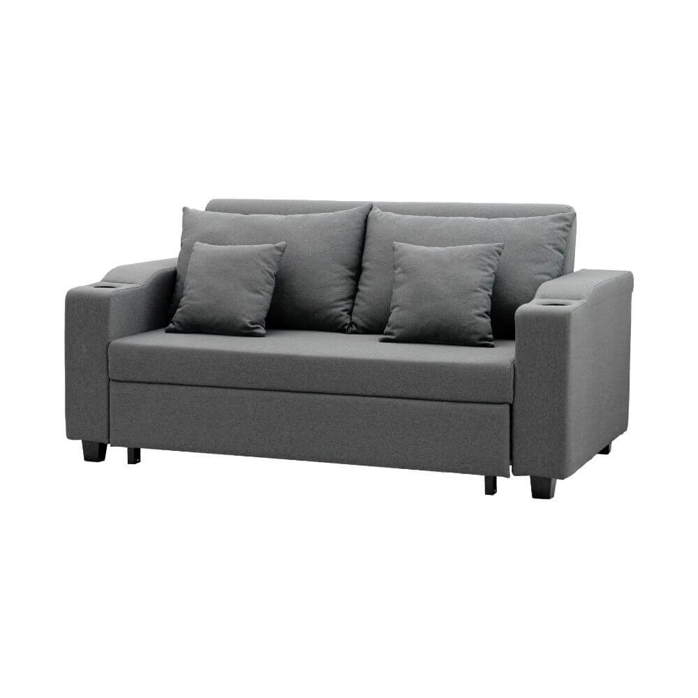 โซฟาเบด CCR FURNITURE รุ่น PHILLY (ฟิลลี่) ขนาด 174 cm. ผ้า สีเทาเข้ม (A1-33) พร้อมที่วางแก้ว