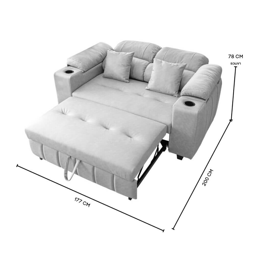 โซฟาเบด CCR FURNITURE รุ่น FLORIDA (ฟอริดา) ขนาด 177 cm. ผ้า ACANTARA สีเทา (ZO637-05) พร้อมที่วางแก้ว และที่เก็บของ_5