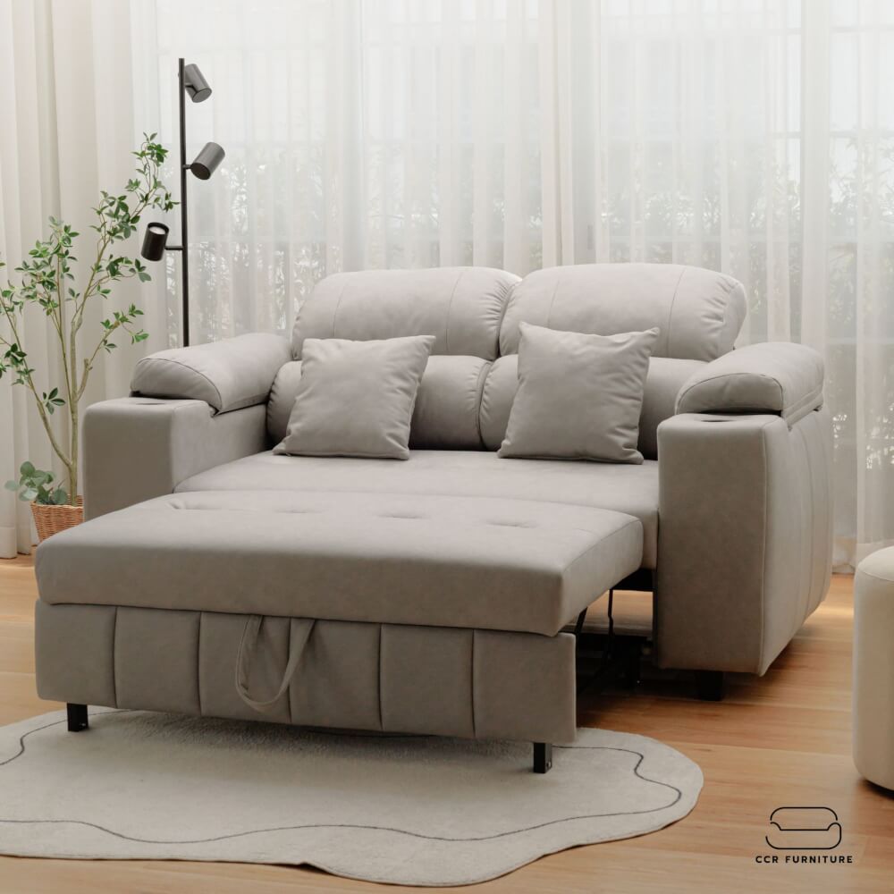 โซฟาเบด CCR FURNITURE รุ่น FLORIDA (ฟอริดา) ขนาด 177 cm. ผ้า ACANTARA สีเทา (ZO637-05) พร้อมที่วางแก้ว และที่เก็บของ_7