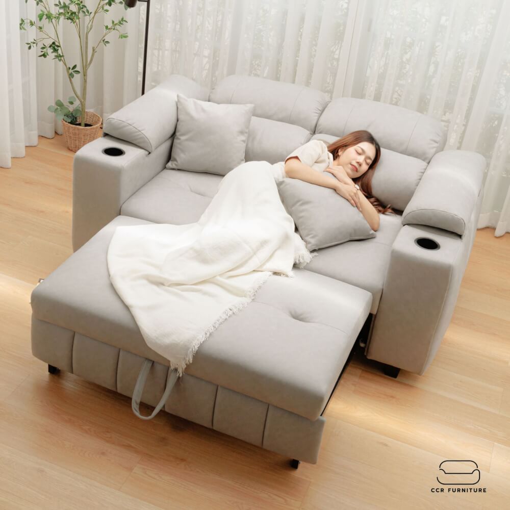 โซฟาเบด CCR FURNITURE รุ่น FLORIDA (ฟอริดา) ขนาด 177 cm. ผ้า ACANTARA สีเทา (ZO637-05) พร้อมที่วางแก้ว และที่เก็บของ_8