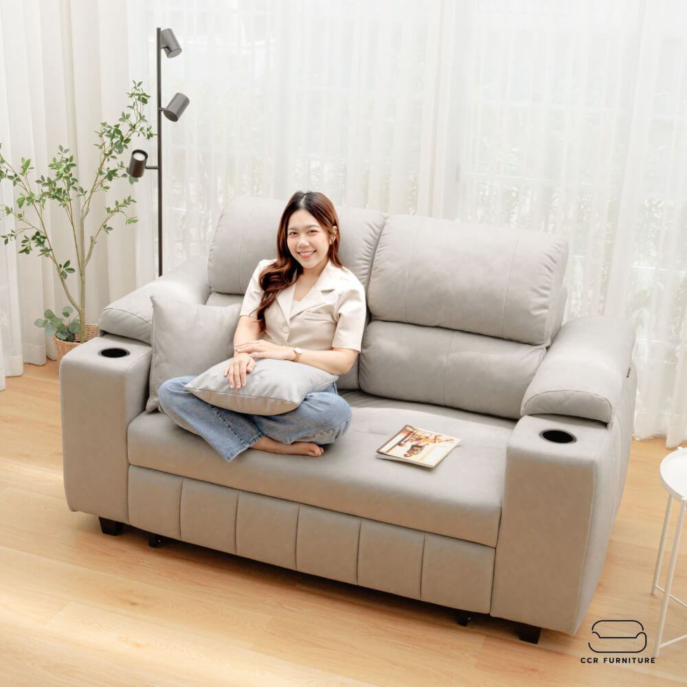 โซฟาเบด CCR FURNITURE รุ่น FLORIDA (ฟอริดา) ขนาด 177 cm. ผ้า ACANTARA สีเทา (ZO637-05) พร้อมที่วางแก้ว และที่เก็บของ_9