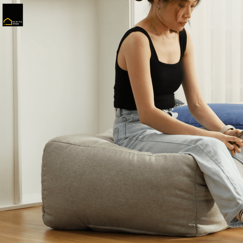 เบาะนั่งทรงสี่เหลี่ยม RENITA HOME รุ่นTOFU POUF สีเทา