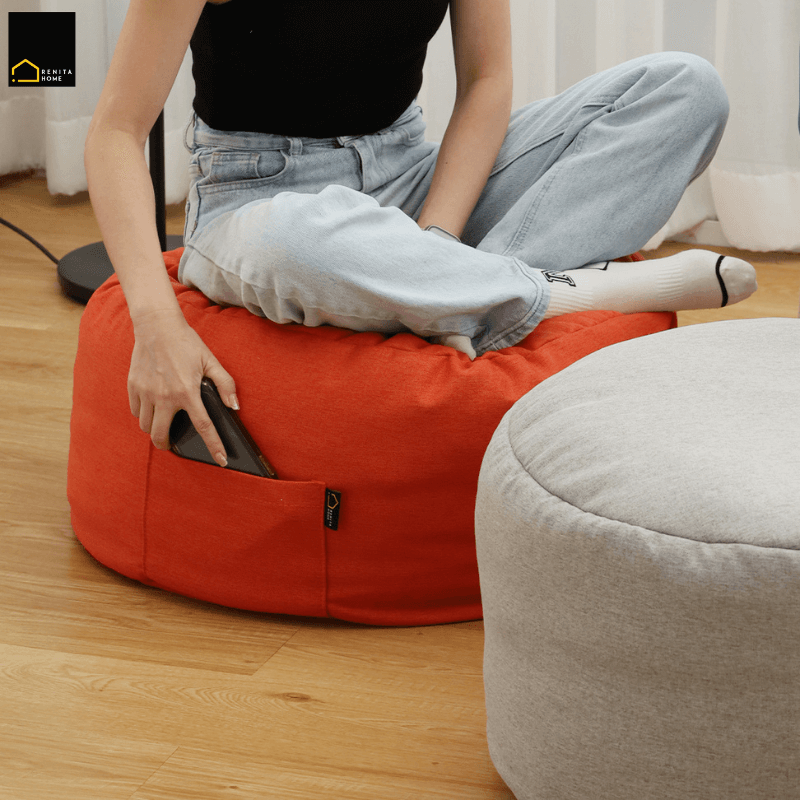 เบาะนั่งทรงกลม RENITA HOME รุ่นMAKI POUF สีเทา_3