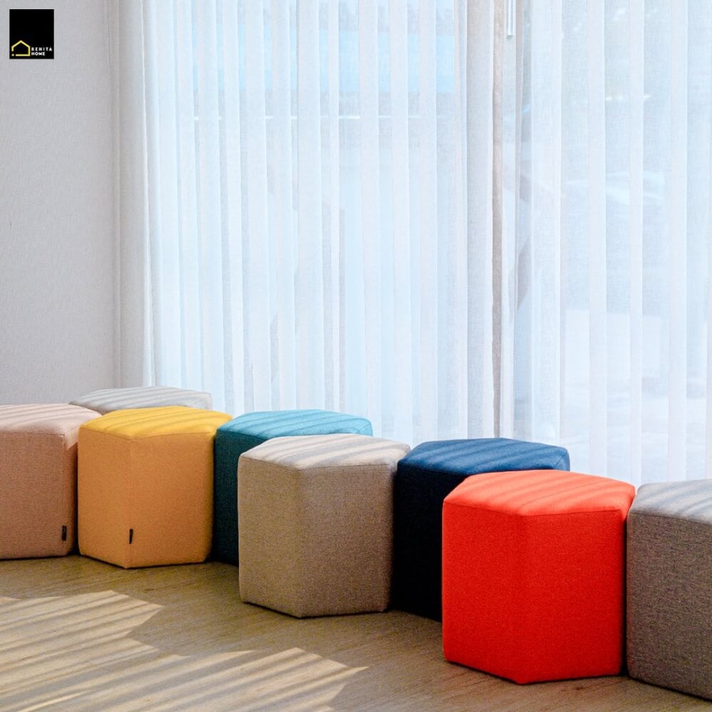 สตูลทรงหกเหลี่ยม RENITA HOME รุ่น HEXii STOOL สีแดง 45x40ซม._2