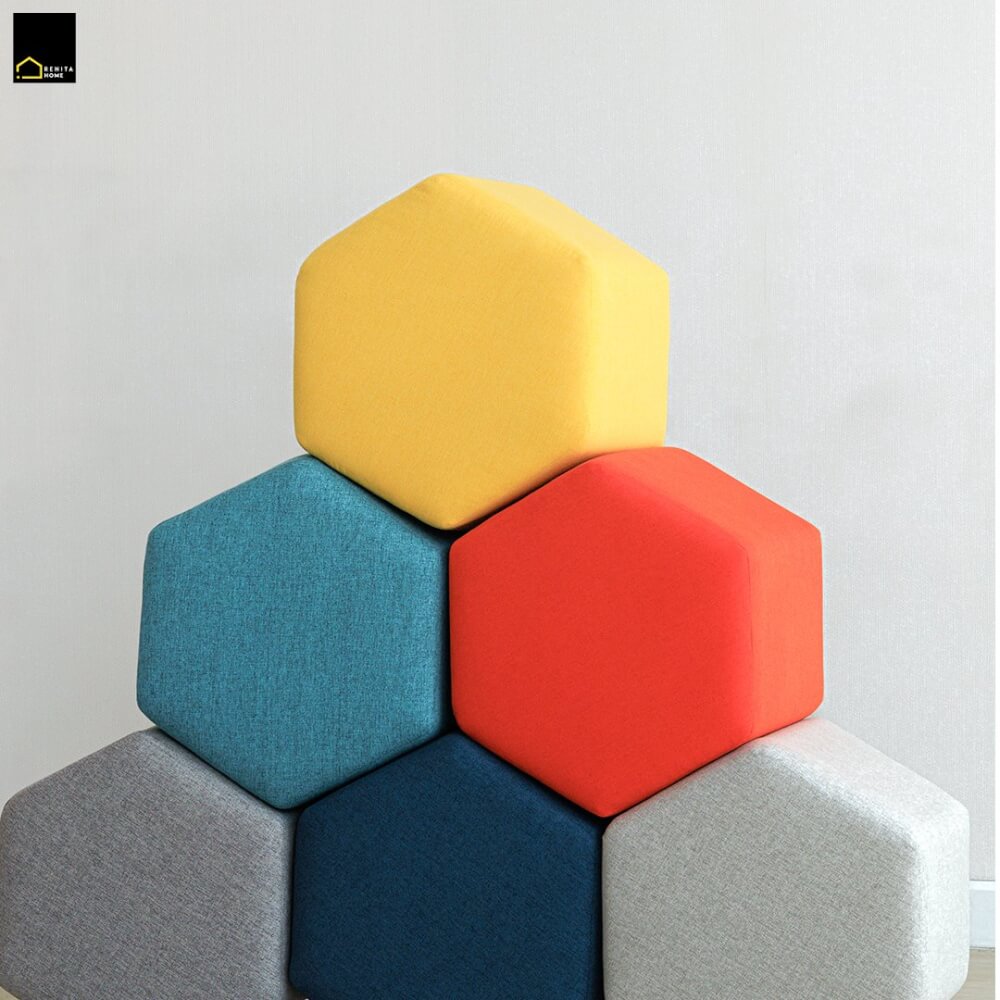 สตูลทรงหกเหลี่ยม RENITA HOME รุ่น HEXii STOOL สีแดง 45x40ซม._4
