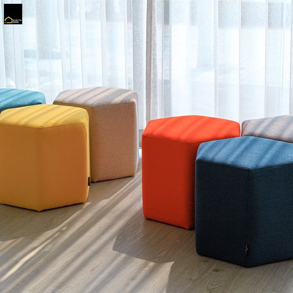 สตูลทรงหกเหลี่ยม RENITA HOME รุ่น HEXii STOOL สีแดง 45x40ซม._5